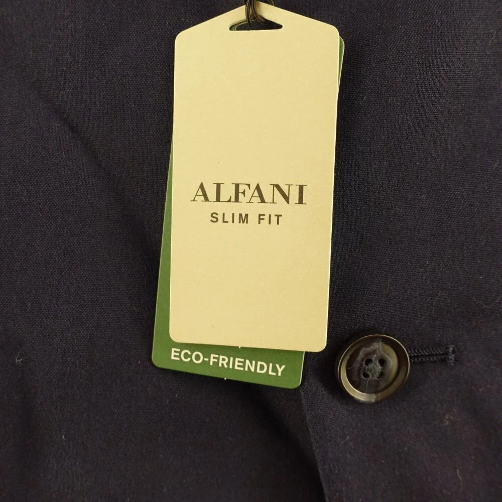 Men's ALFANI Slim Fit Solid Suit Jacket Blazer in NAVY BLUE Size 40R NEW $360